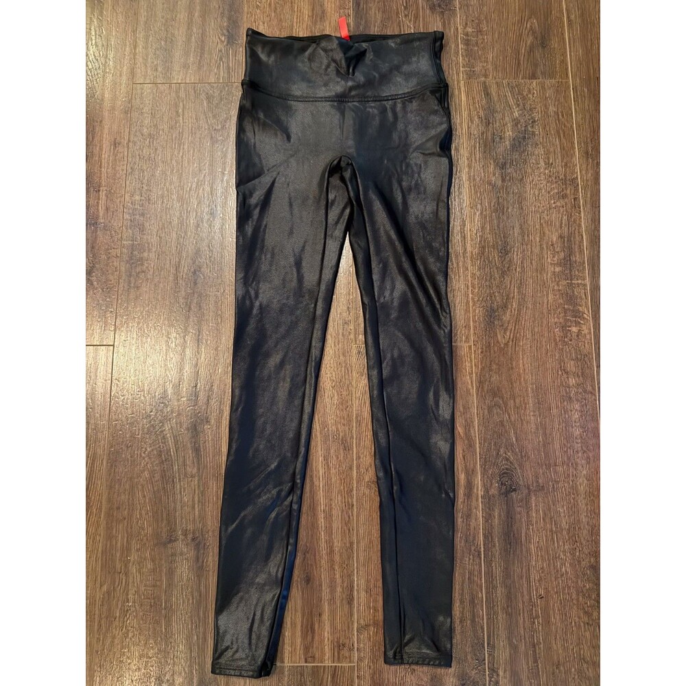 Spanx Women’s Faux Leather Leggings Shimmery Size Small Black